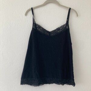 ELLE Black Lace Trim Tank Top Y2K Whimsigoth 90s XL Bella Swan Elena Gilbert